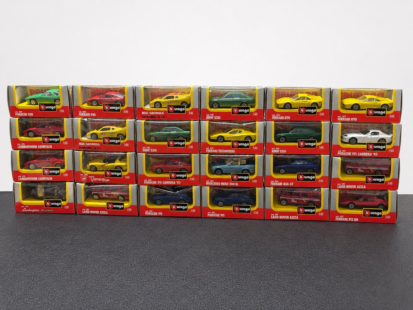 Bburago 1:43 Modelauto’s in Doos – Ferrari, Porsche, Lambo, Ophalen of Verzenden, Zo goed als nieuw
