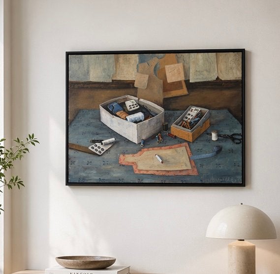 Stilleven, de ambacht in het naai-atelier, Ophalen of Verzenden
