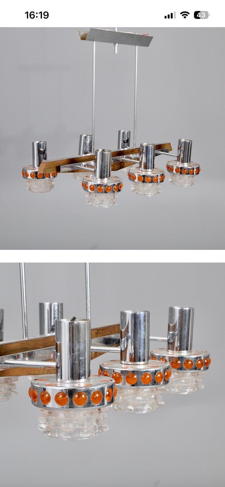 RAAK Amsterdam, 6-armige hanglamp ‘70, Gebruikt, E27 (groot), Glas, Ophalen
