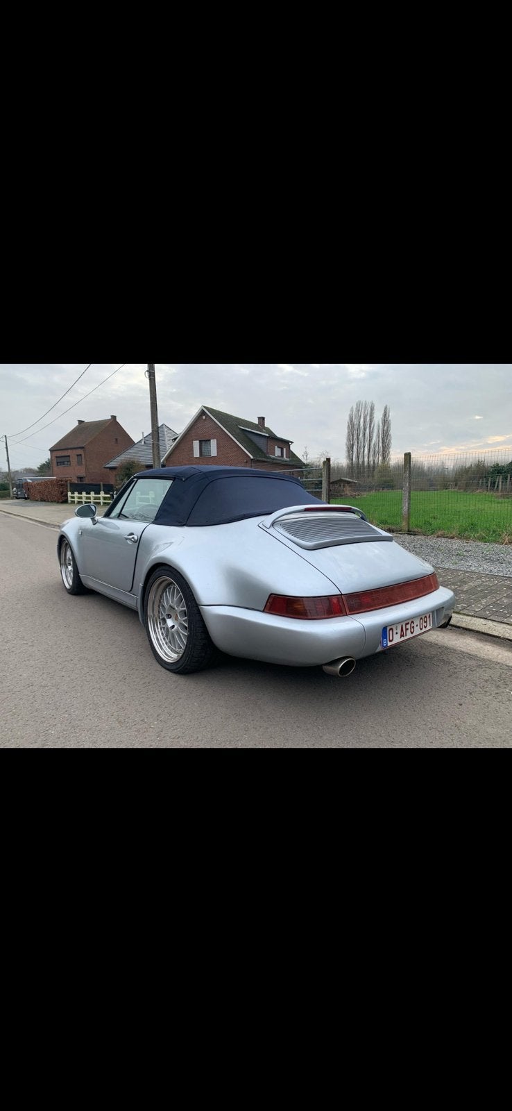 Porsche 964 Carrera 4 Turbo-look, Auto's, Porsche, Zwart, Cabriolet, Leder, Handgeschakeld