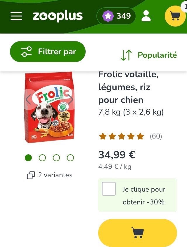 Frolic 4x1,5 kg + 1 paquet entamé, Animaux & Accessoires, Enlèvement, Chien