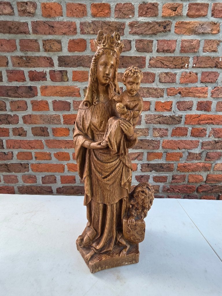 Groot houten beeld Onze-Lieve-Vrouw van Vlaanderen, Antiek en Kunst, Ophalen