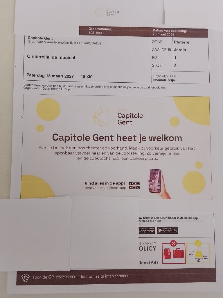 Ticket Cinderella de musical,ook ticketswap te koop, Tickets en Kaartjes, Theater | Musical, Eén persoon, Maart