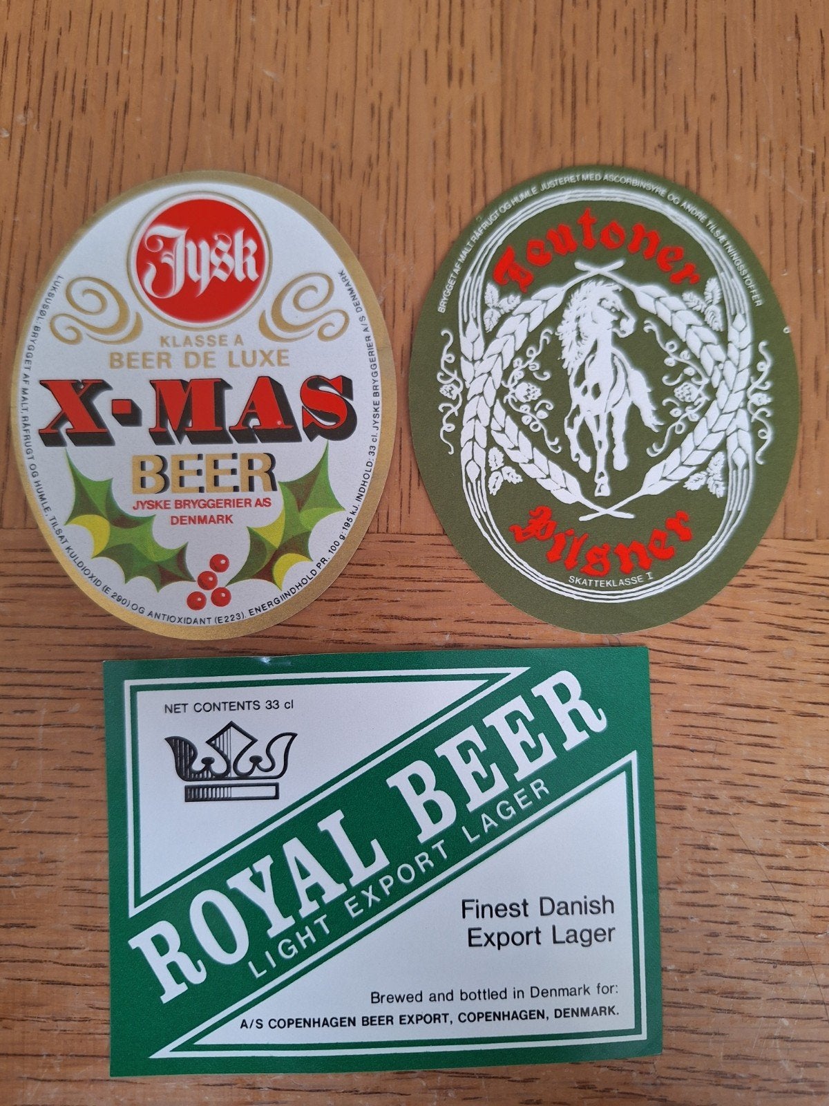3x bieretiketten uit Denemarken verschillende brouwerijen, Ophalen of Verzenden