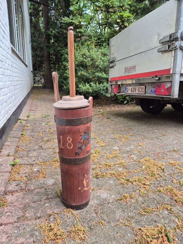 Antieke houten boterkan karnvat. Zeldzaam zo authentiek, Tuin en Terras, Tuinhaarden, Ophalen