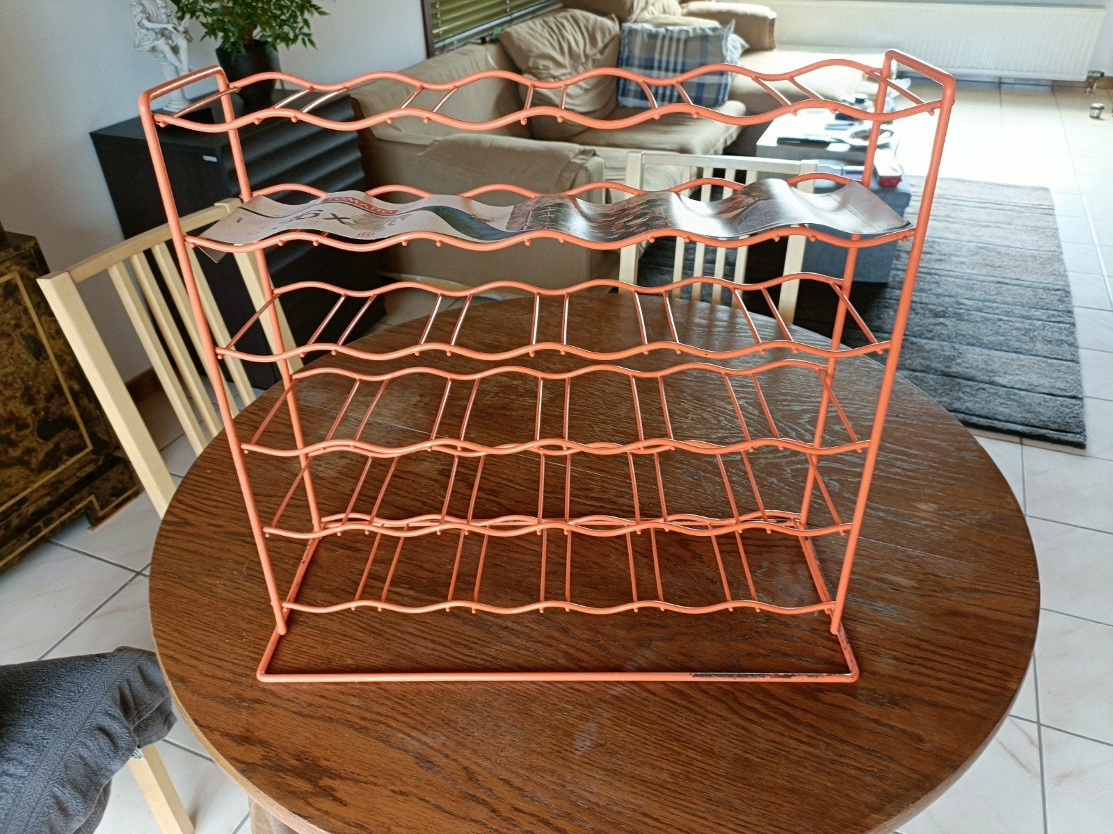 Vintage oranje Tomado wijnrek 36 flessen, Maison & Meubles, Accessoires pour la Maison | Porte-journaux & Porte-revues, Enlèvement