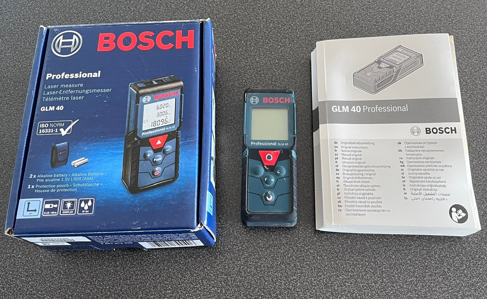 Bosch GLM40 laserafstandsmeter, Doe-het-zelf en Bouw, Meetapparatuur, Ophalen, Gebruikt