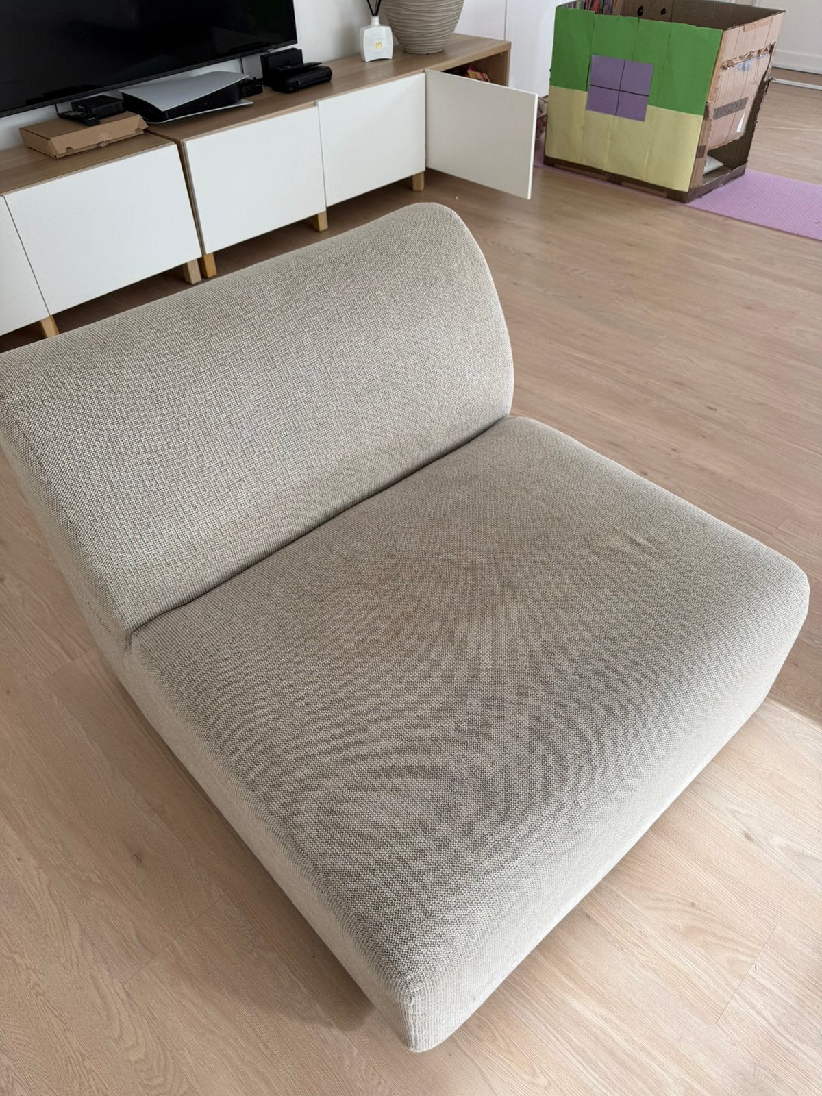 Chauffeuse en tissu gris chiné, Moins de 75 cm, Moins de 150 cm, Banc droit, Une personne