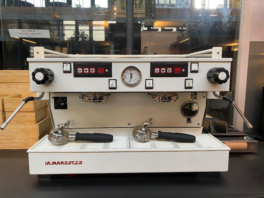 Koffietoestel - La Marzocoo Linea Classic - 2 groeps - Wit, Electroménager, Cafetières, Café en grains, Utilisé, Tuyau à Vapeur