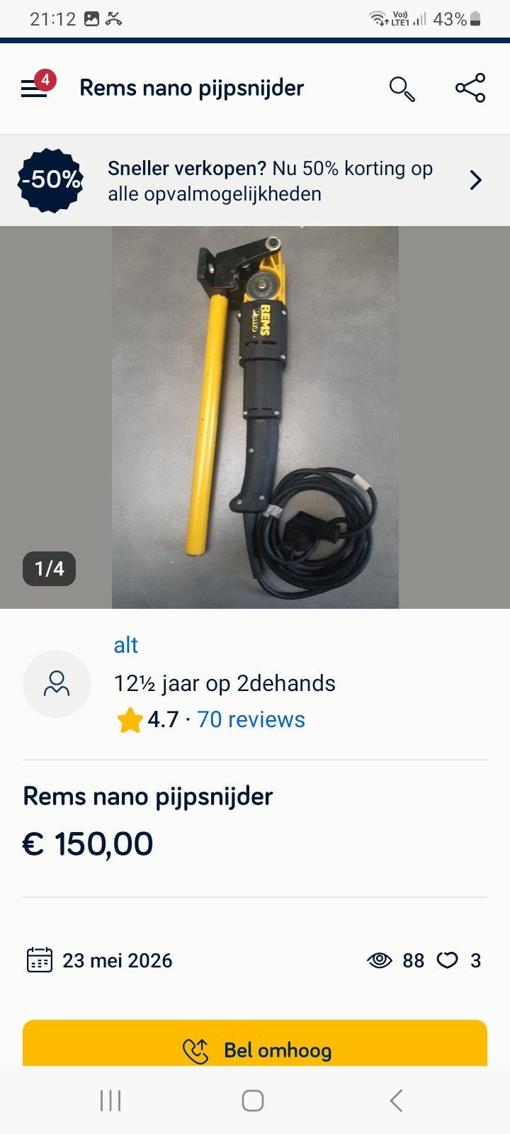 rems nano pijpsnijder, Bricolage & Construction, Enlèvement, Comme neuf
