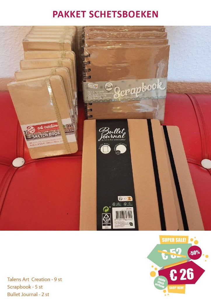 PAKKET SCHETSBOEKEN _ GROTE STOCKVERKOOP -50%, Ophalen, Nieuw, Papier of Karton, Knutselboek