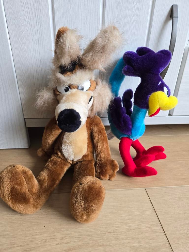 Warner bros roadrunner en Wile e coypte 1971 vintage knuffel, Ophalen of Verzenden