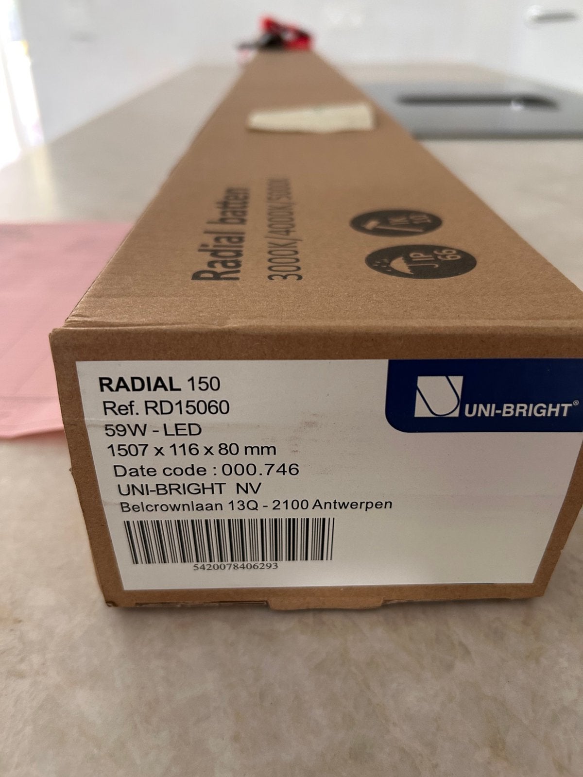 LED wand-/plafondlamp Uni-Bright Radial 150 - 59W - 150 cm, Ophalen, LED, Nieuw, Overige fittingen