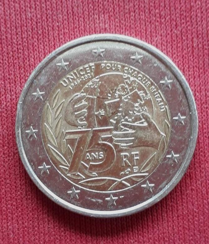 2 euro Frankrijk 2021 (Unicef), Postzegels en Munten, Munten | Europa | Euromunten, Ophalen, Frankrijk, 2 euro, Losse munt