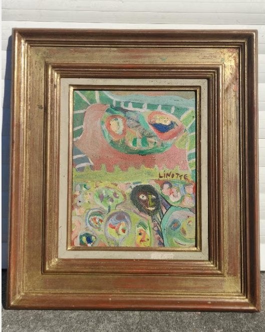 huile sur panneau signe georges linotte, Antiquités & Art, Enlèvement ou Envoi, Panneau