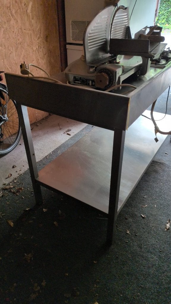 inox tafel met gasvuur - H 1m- L 1m60- D 70 - 500€, Zakelijke goederen, Ophalen, Gebruikt, Meubilair