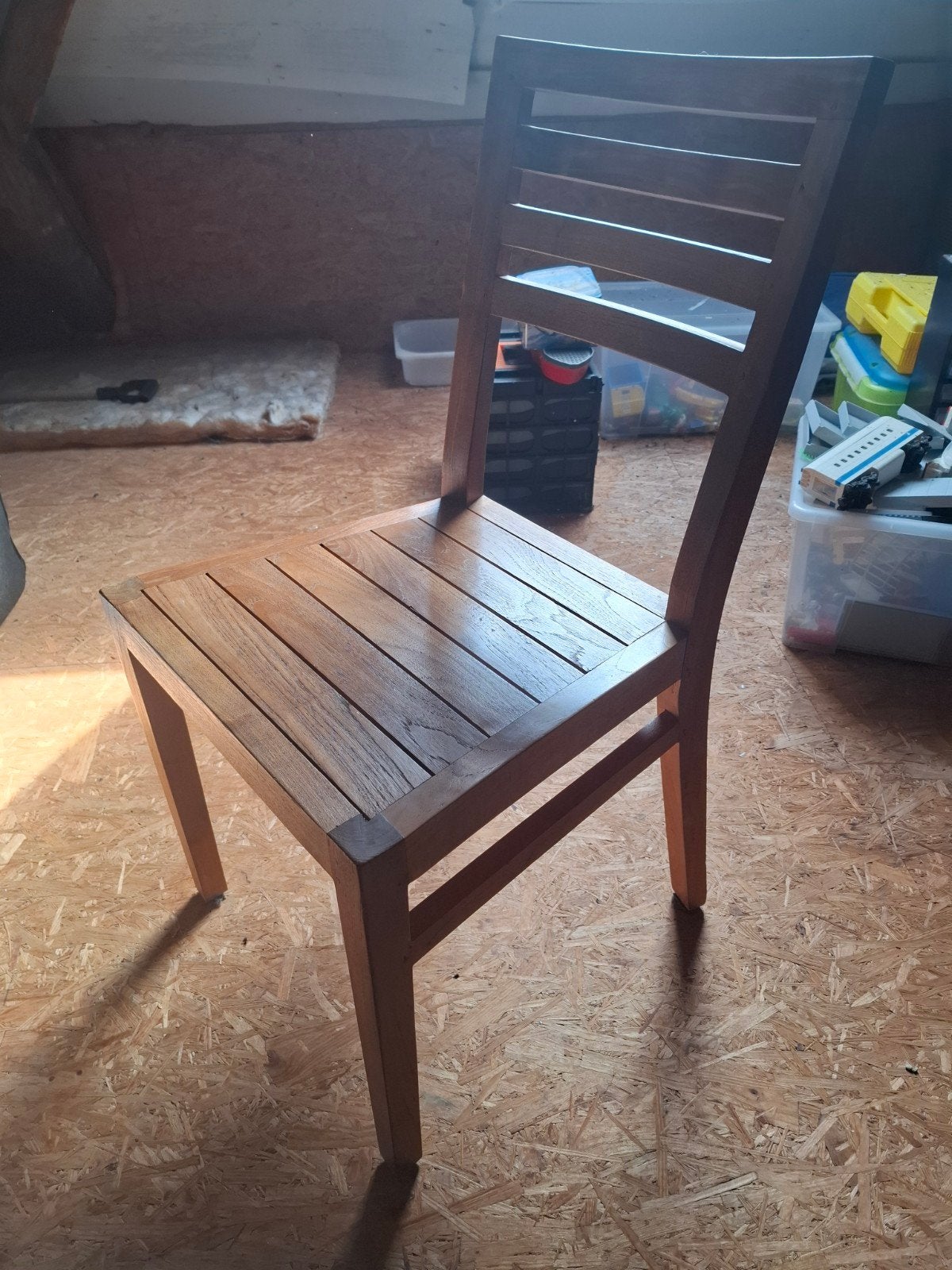 6 stevige stoelen in teak, Huis en Inrichting, Ophalen, Bruin, Zo goed als nieuw, Vijf, Zes of meer stoelen