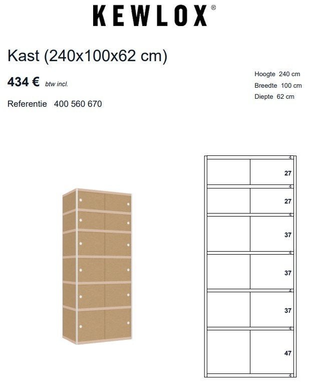 NIEUWSTAAT – Grote Kewlox kast, Maison & Meubles, Armoires | Étagères, Comme neuf, Enlèvement