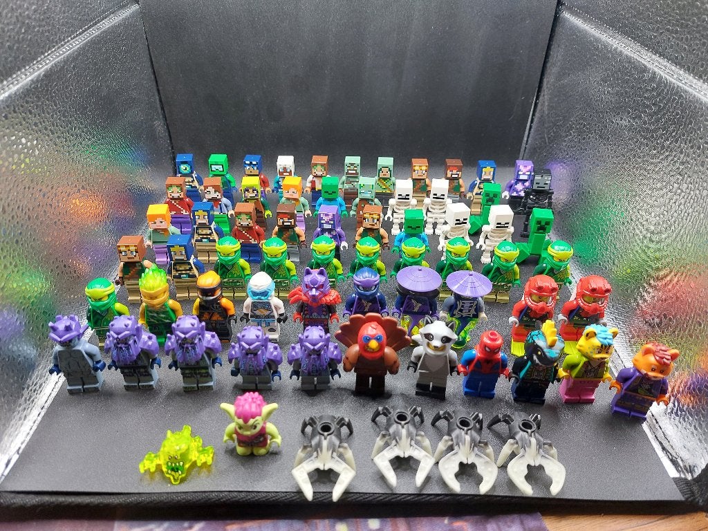 Lot de 68 minifigs lego, Minecraft, Lego, Minifigurines incluses, Utilisé