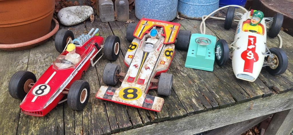 3 grandes voitures de course anciennes de 40 cm de long, Enlèvement ou Envoi