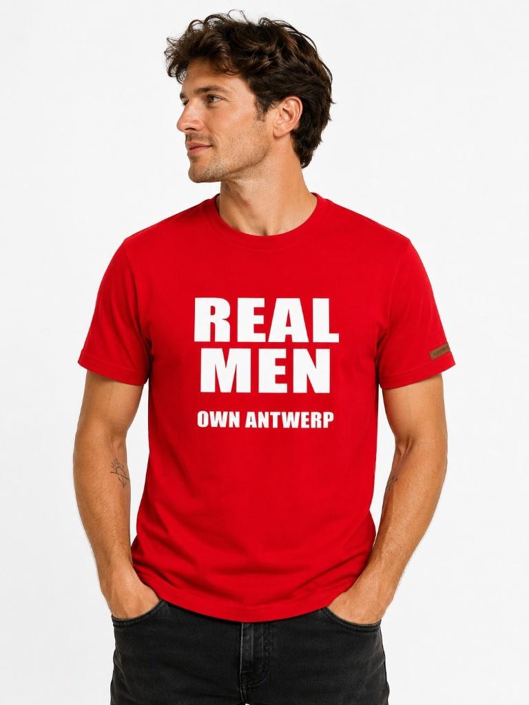 Herenshirt REAL MEN Own Antwerp, Kleding | Heren, Ophalen of Verzenden, Nieuw, Rood, Vdmfashion.be
