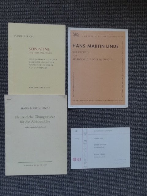 4 stuks bladmuziek voor altblokfluit, modern, hedendaags, Musique & Instruments, Partitions, Classique, Utilisé, Flûte à bec, Thème