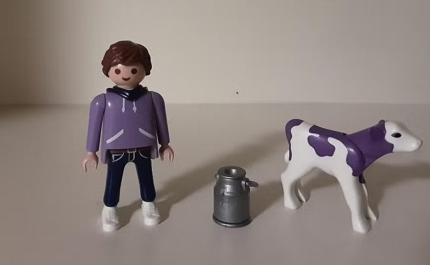 PlayMobil homme avec veau Milka - complet, Enlèvement ou Envoi, Comme neuf, Kit complet, Figurines