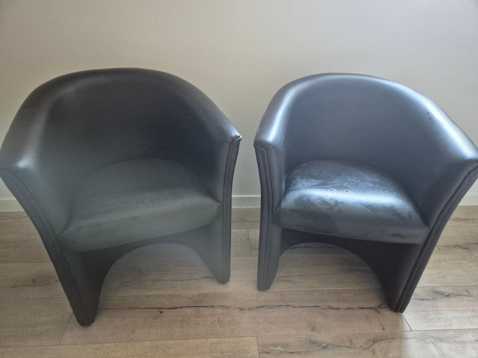 kuip fauteuils zwart, Ophalen, Gebruikt, Leer