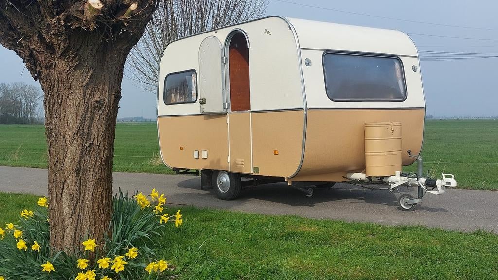 Lichtgewicht prachtige retro vintage caravan +retro voortent, Overige merken, Tot en met 2, Bedrijf, Treinzit