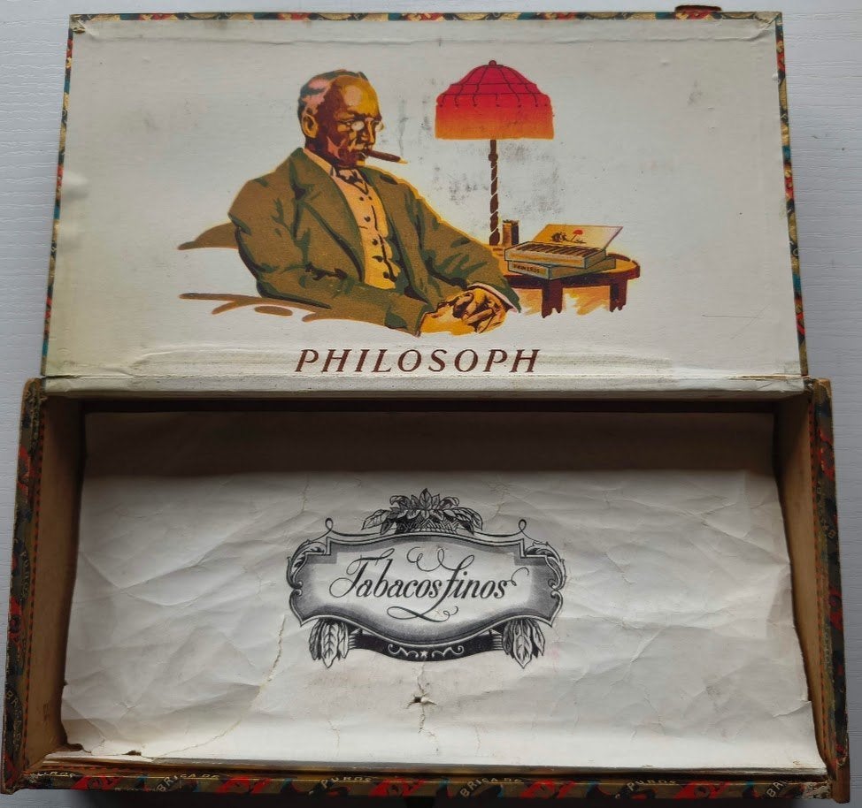 Sigarenkistje PHILOSOPH –  met kleurrijke prints, decoratief, Enlèvement ou Envoi, Utilisé, Boite à tabac ou Emballage