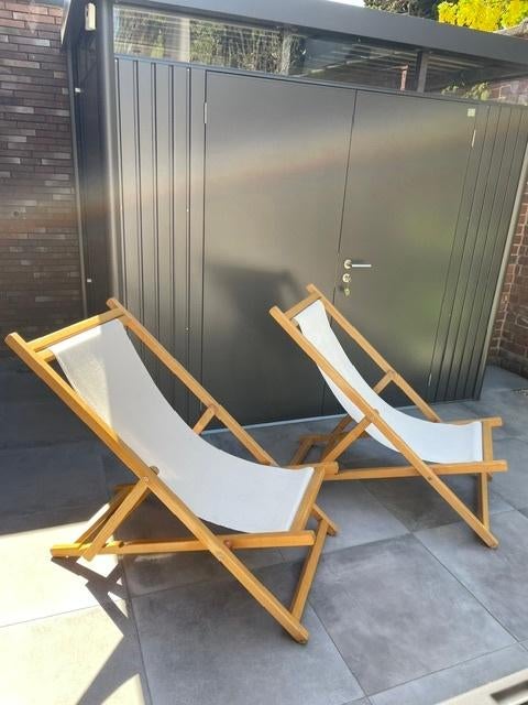 Italiaanse houten ligstoelen, Enlèvement, Utilisé, Bois, Pliant