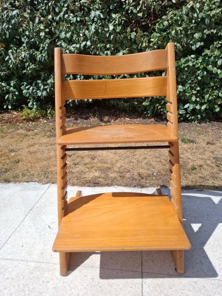 Beukenhouten Tripp Trapp van Stokke, Kinderen en Baby's, Ophalen, Gebruikt, Meegroeistoel, Aanschuifbaar
