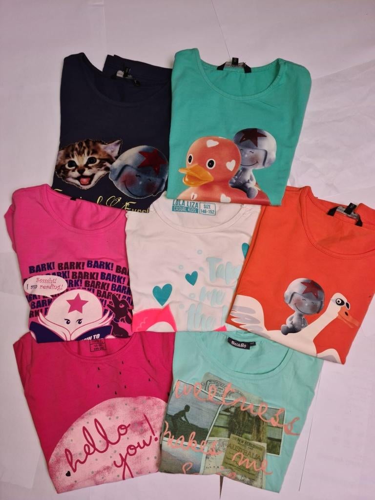 7 t-shirts met korte mouwen, maat 146-152, Kinderen en Baby's, Kinderkleding | Kinder-kledingpakketten, Zo goed als nieuw, Overige maten