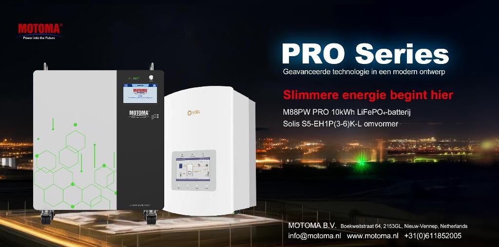 Thuisbatterij set MOTOMA 10kWh +Solis 1‑fase Omvormer 2795,-, Enlèvement, Neuf, Système complet, 200 watts-crêtes ou plus