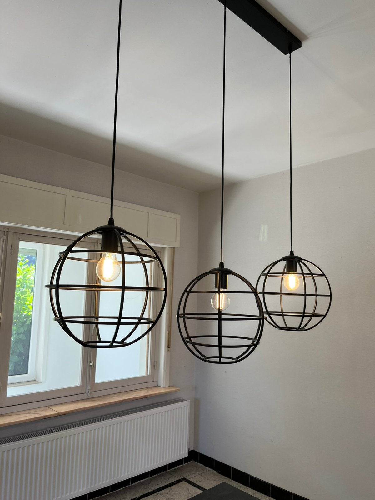 Lindby Hanglamp 3x langwerpig – zwart, Ophalen, Gebruikt, E27 (groot), Metaal