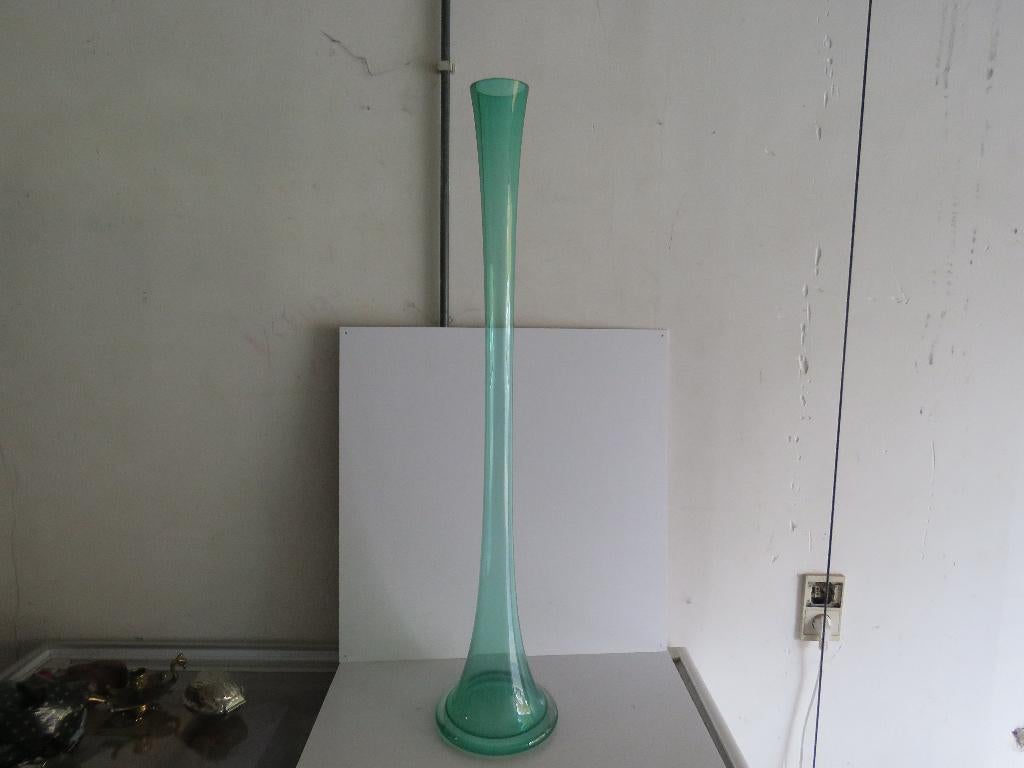 Hoge vintage glazen vaas  vloervaas 98 cm, Ophalen