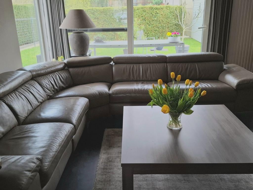 Lederen hoeksalon + salontafel, Ophalen