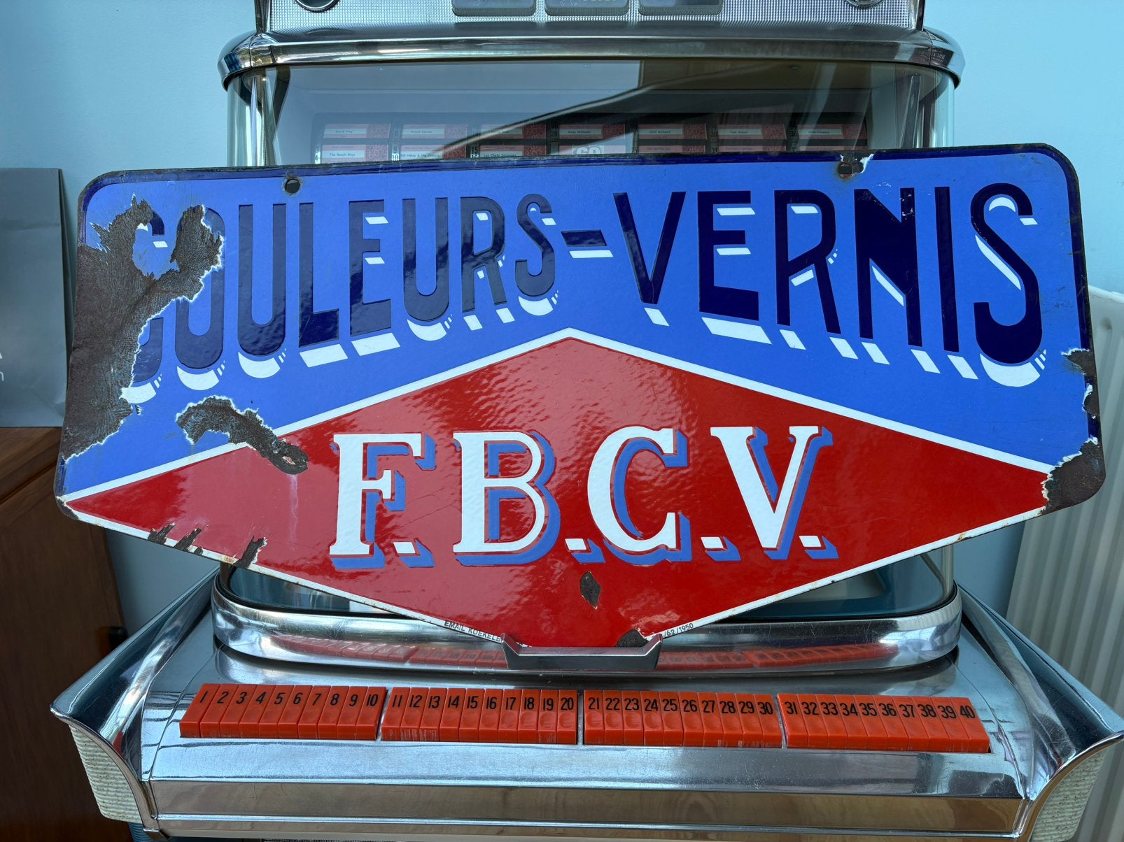 Emaille bord FBCV, Ophalen, Gebruikt, Reclamebord
