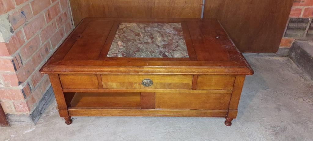 Robuuste salontafel met veel opbergruimte -120*90cm, Ophalen, 100 tot 150 cm, Eikenhout, 50 tot 100 cm