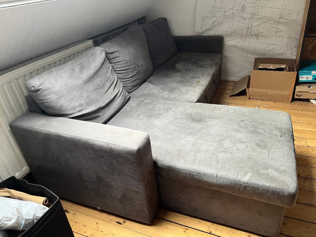Gratis! Zetel - slaapbank combinatie, Ophalen, Gebruikt, Grijs, 220 cm