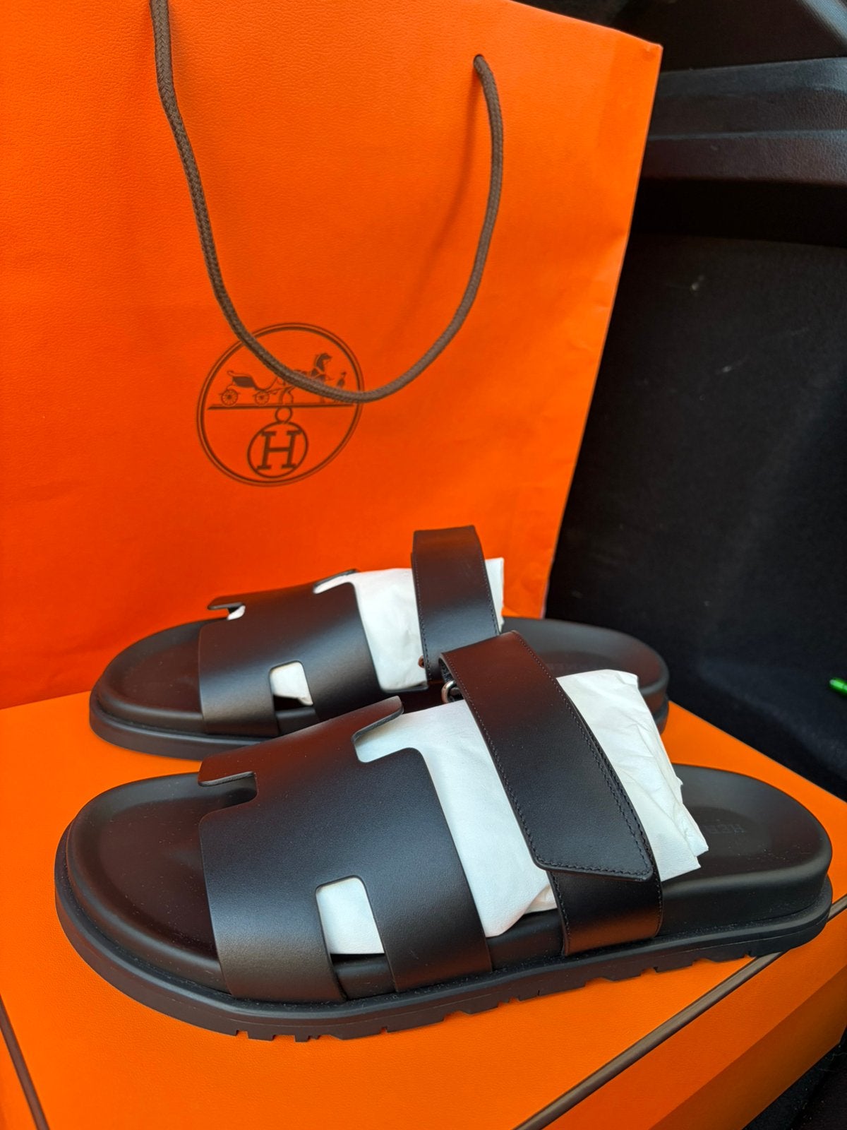 Chypres hermes, Comme neuf, Enlèvement, Sandales, Noir