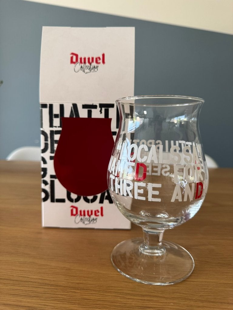 Duvel glas Rolling Stone magazine quote, Ophalen of Verzenden, Nieuw, Bierglas