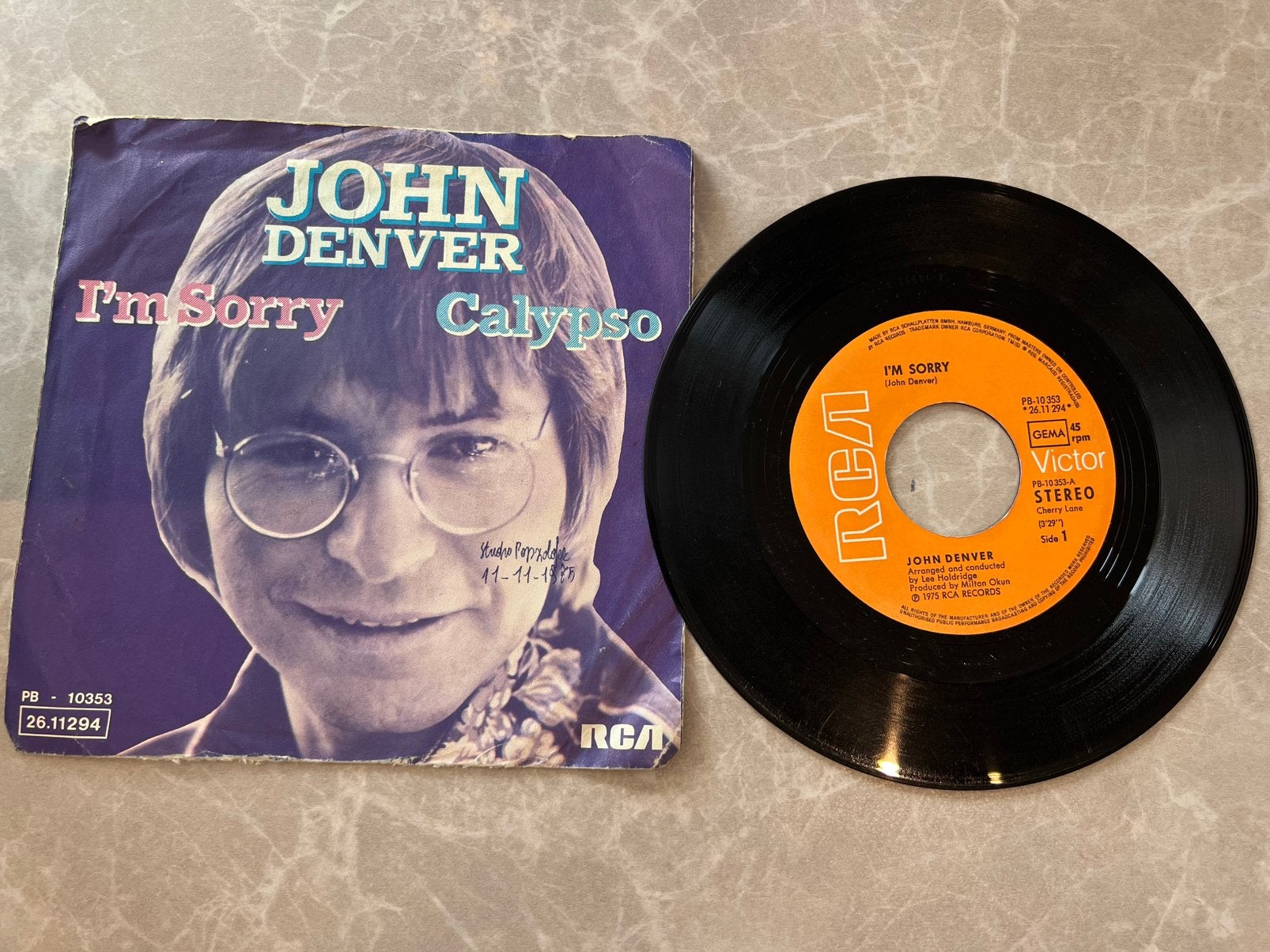 Vinyl 7" 45RPM John Denver, Ophalen of Verzenden, Gebruikt, 7 inch