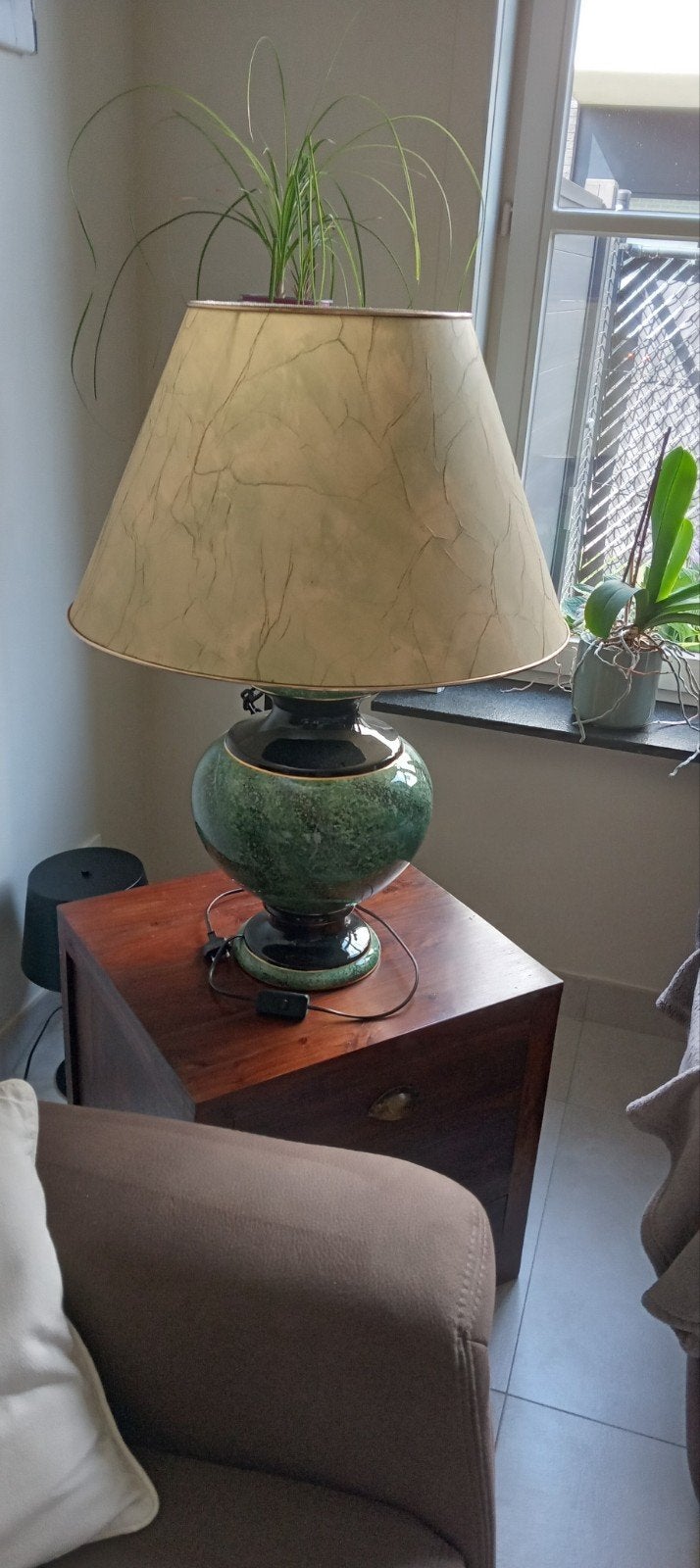 Grote lampenkap, Ophalen, Tafellamp, Rond, 85 cm