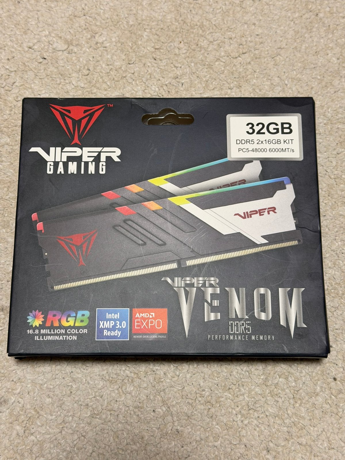 Patriot Viper Venom RGB DDR5 32 Go (2x16 Go) 6000 MHz, 32 GB, Ophalen of Verzenden, Zo goed als nieuw, Desktop