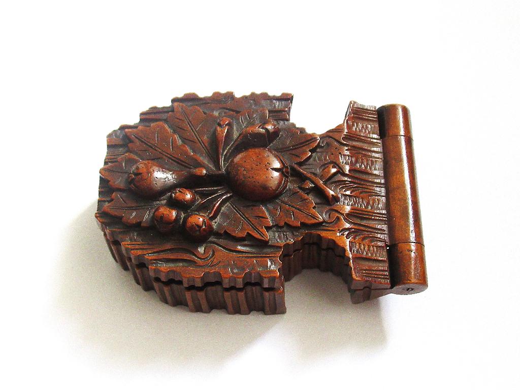 Antieke Jugendstil houten zakhorloge etui, Zwarte Woud 19ste, Ophalen of Verzenden