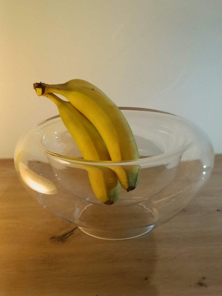 Coupe à fruits vintage  - verre soufflé à double paroi, Maison & Meubles, Enlèvement ou Envoi, Rond, Comme neuf, Verre