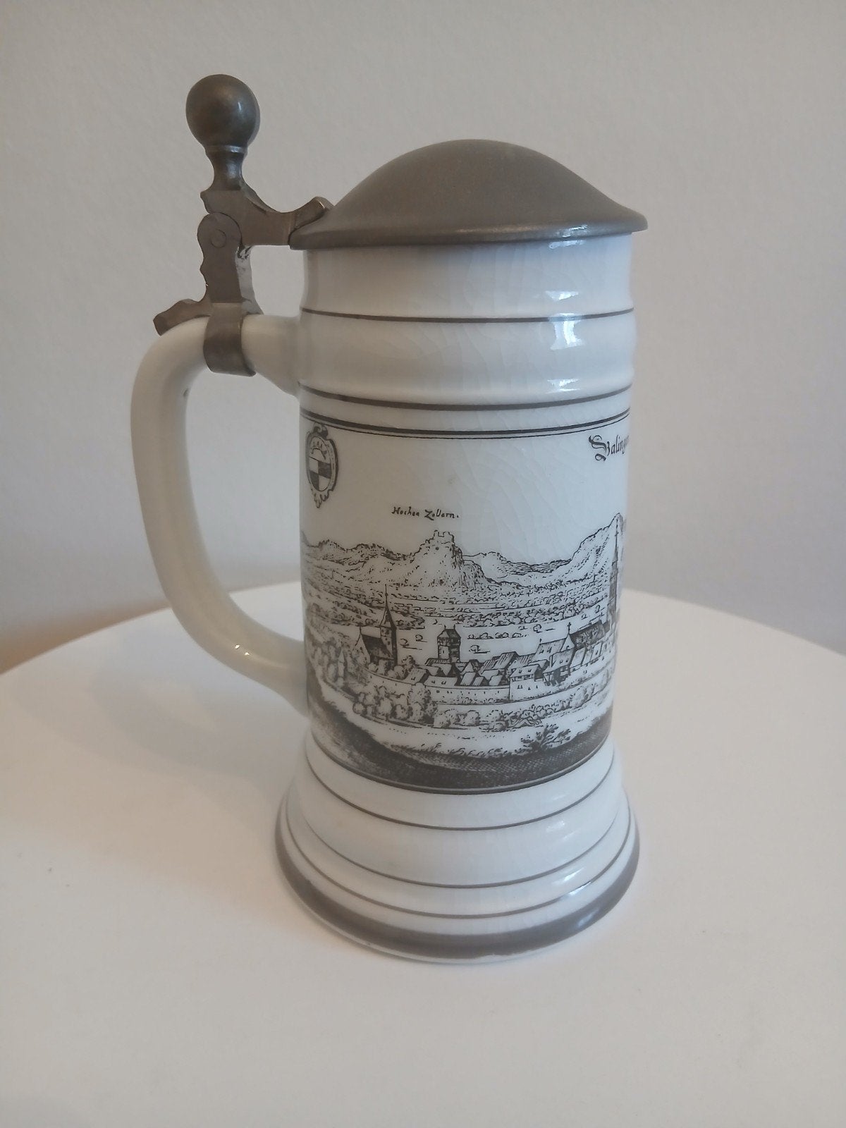 Vintage bierpul van Duits porselein, Ophalen of Verzenden, Zo goed als nieuw, Glas of Glazen