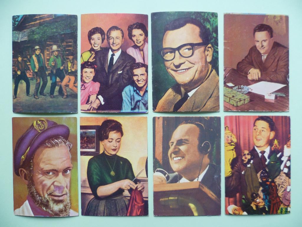 chromos kaarten prenten Radio TV vedetten jaren '60 Monty X8, Verzamelen, Ophalen of Verzenden, Gebruikt