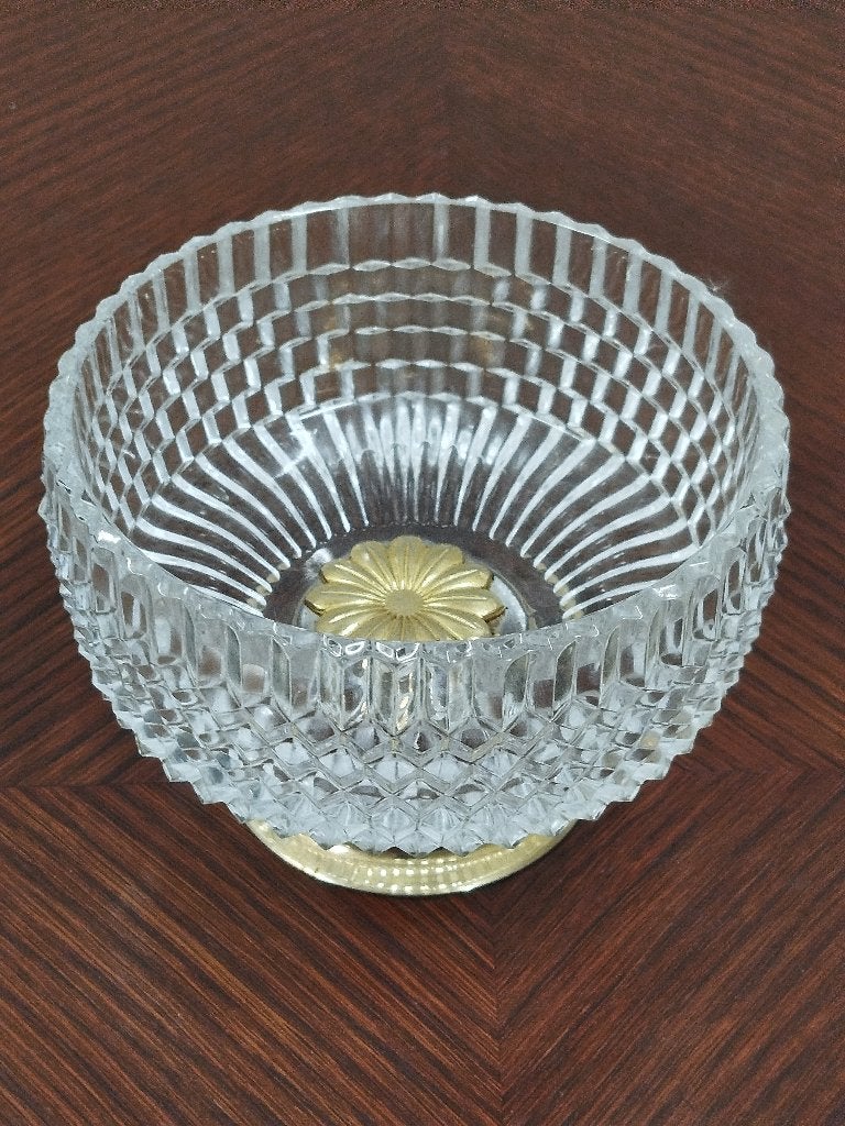 Hollywood regency jaren '60/70 bonbonière met messing voetje, Antiek en Kunst, Ophalen of Verzenden